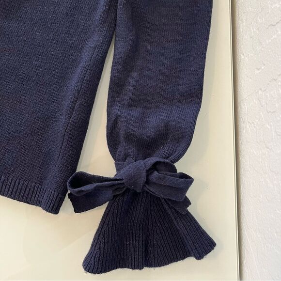 Banana Republic Filpucci Merino Wool Blend Navy Sweater Tie Sleeves Size M - Picture 5 of 6